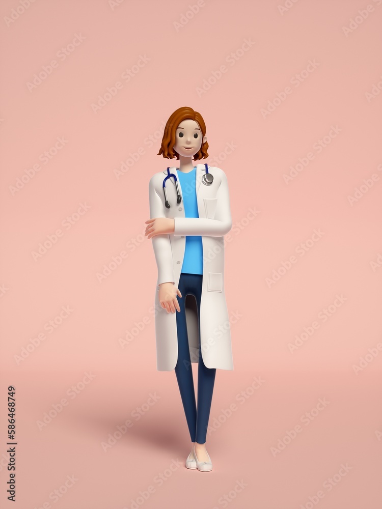 3D rendering of young women doctors 3D rendering of young women doctors