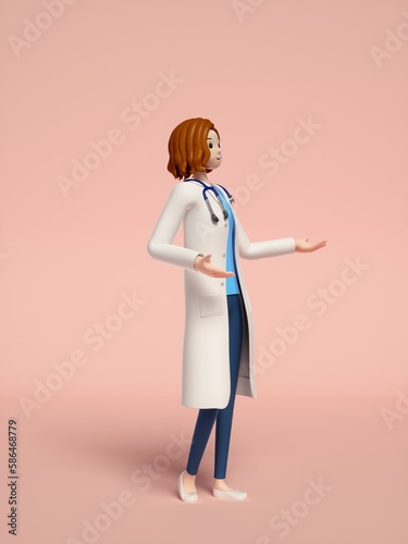 3D rendering of young women doctors