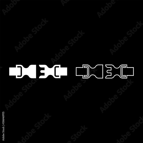 Buckle fastener clasp furniture for clothes system of fast snap join for backpack bag opened set icon white color vector illustration image solid fill outline contour line thin flat style