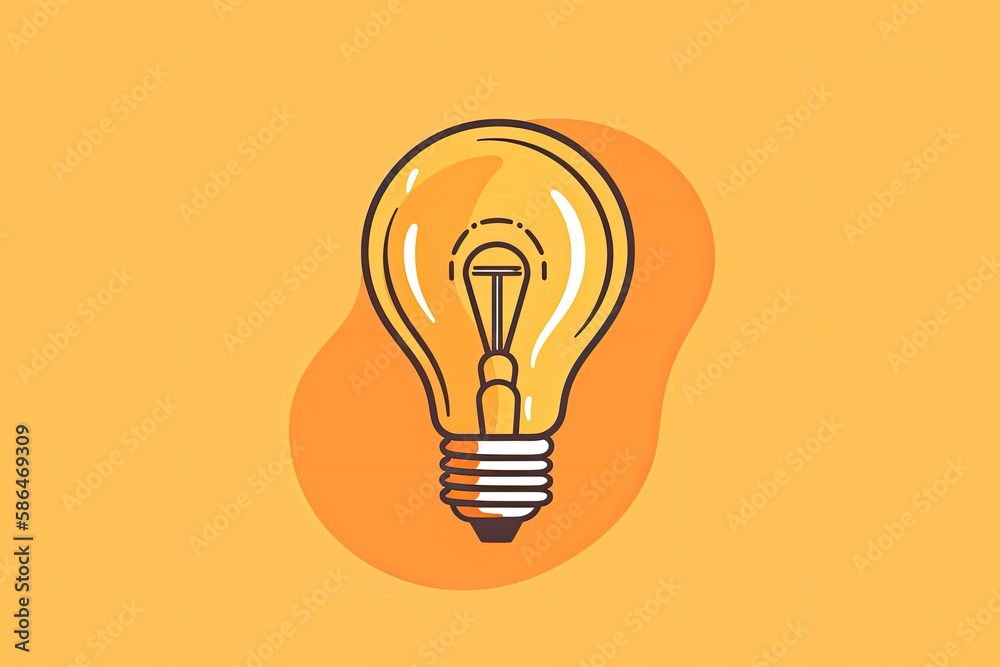 A lightbulb on a yellow background represents creativity and innovation. Generative AI A lightbulb on a yellow background represents creativity and innovation. Generative AI