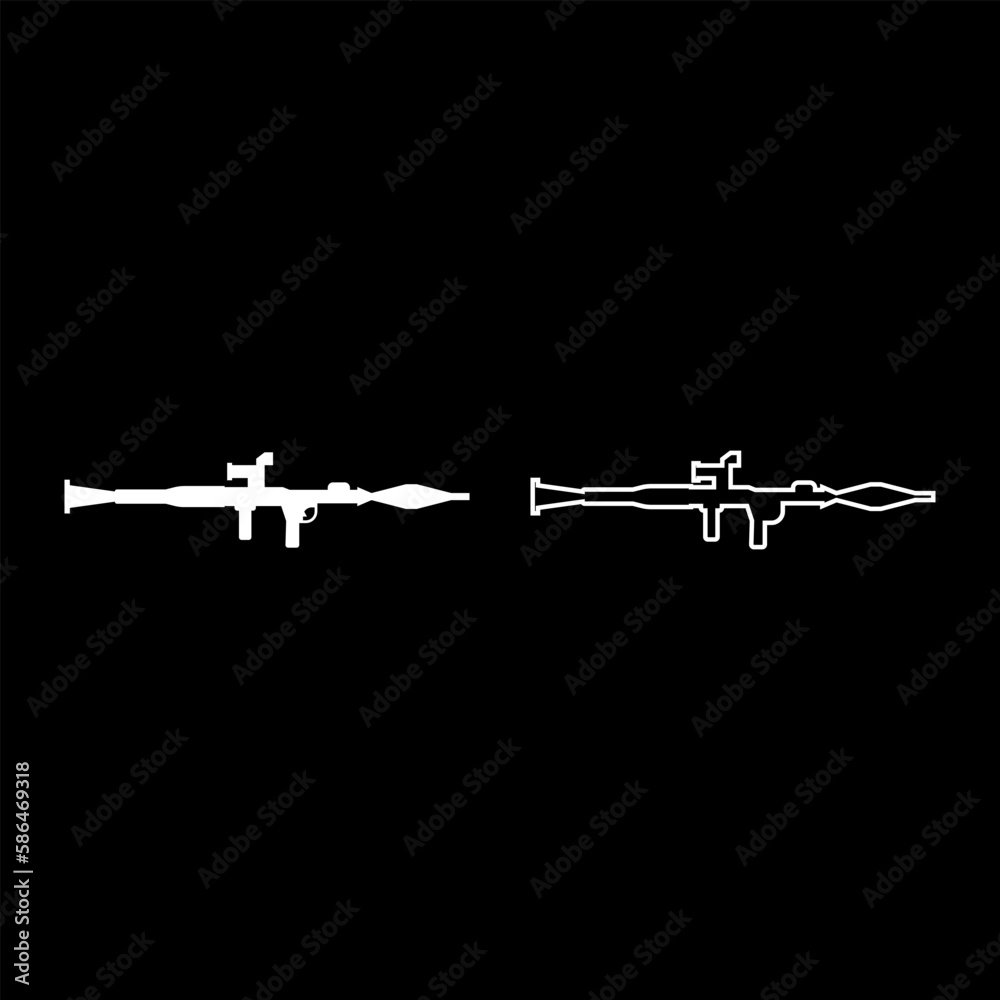 Grenade launcher military weapon army set icon white color vector ...