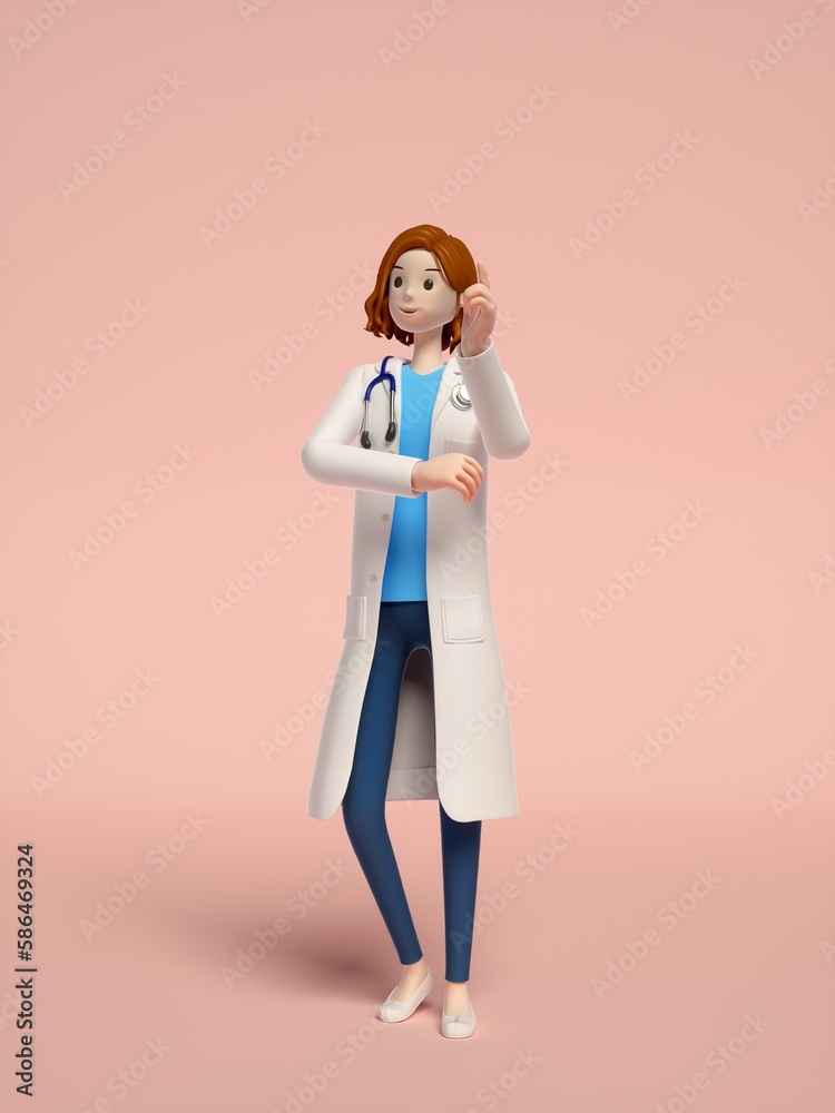 3D rendering of young women doctors 3D rendering of young women doctors