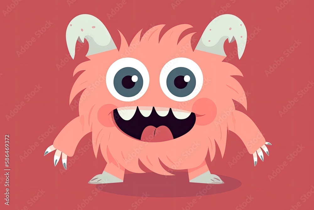A cute, fuzzy monster with big eyes and a friendly smile, in vector style. Generative AI A cute, fuzzy monster with big eyes and a friendly smile, in vector style. Generative AI