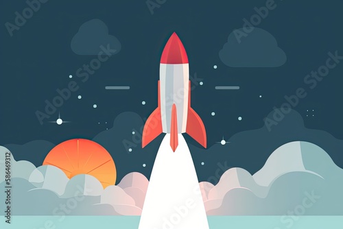A rocket is blasting off to represent growth and success. Generative AI