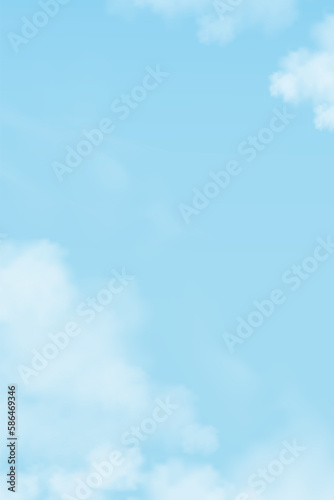 Blue sky with clouds,Vertical Spring Cloudy Sky,Vector Banner Background of Nature for Spring or Summer, Product Display Presentation, Sale, Advertisement