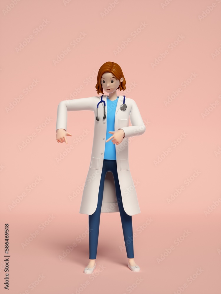 3D rendering of young women doctors 3D rendering of young women doctors
