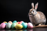 Easter bunny with easter eggs, generative ai