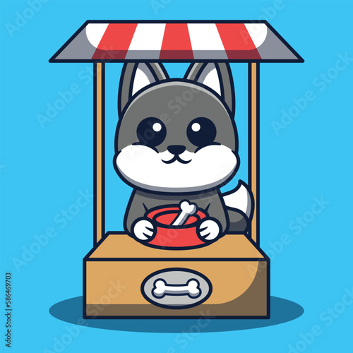 Cute shopkeeper dog character cartoon vector illustration