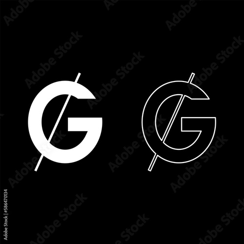 Free Download Guarani PYG Sign Paraguay currency symbol Paraguayan set icon white color vector illustration image solid fill outline contour line thin flat style - GFXLoad