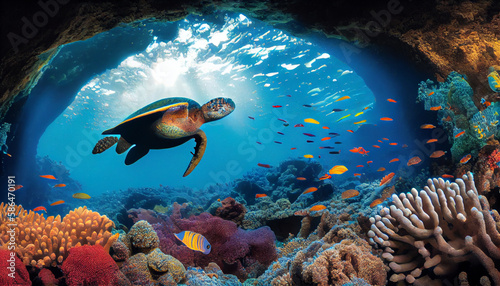 Underwater world art painting Generative AI