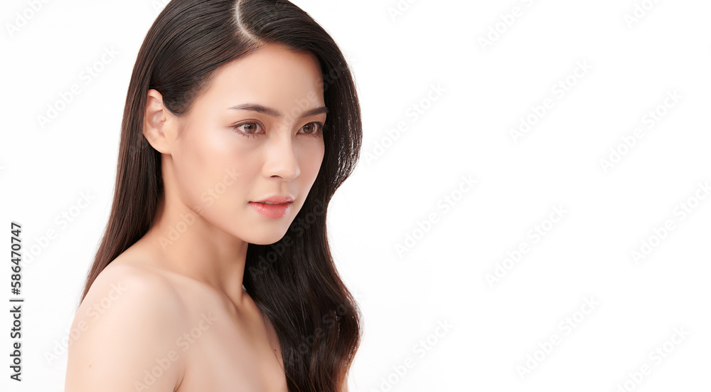 Beautiful young asian woman with clean fresh skin on white background, Face care, Facial treatment, Cosmetology, beauty and spa, Asian women portrait. Beautiful young asian woman with clean fresh skin on white background, Face care, Facial treatment, Cosmetology, beauty and spa, Asian women portrait.