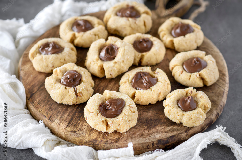 Peanuts butter cookies with chocolate