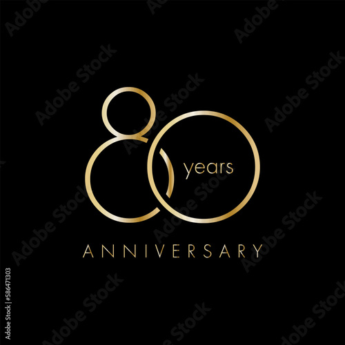 Obraz na płótnie 80 Year Anniversary Logo, Golden Color, Vector Template Design element for birthday, invitation, wedding, jubilee and greeting card illustration w salonie