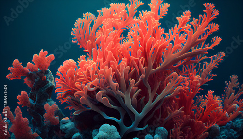 Art picture coral realistic Generative AI © KORJUDZ