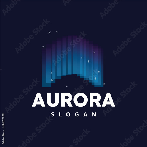 Aurora Logo, Light Wave Vector, Nature Landscape Design, Product Brand Template Illustration Icon