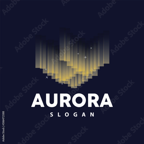 Aurora Logo, Light Wave Vector, Nature Landscape Design, Product Brand Template Illustration Icon