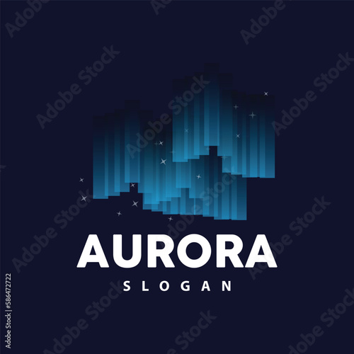 Aurora Logo, Light Wave Vector, Nature Landscape Design, Product Brand Template Illustration Icon