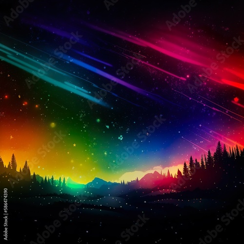 rainbow polarlights in the nightsky 