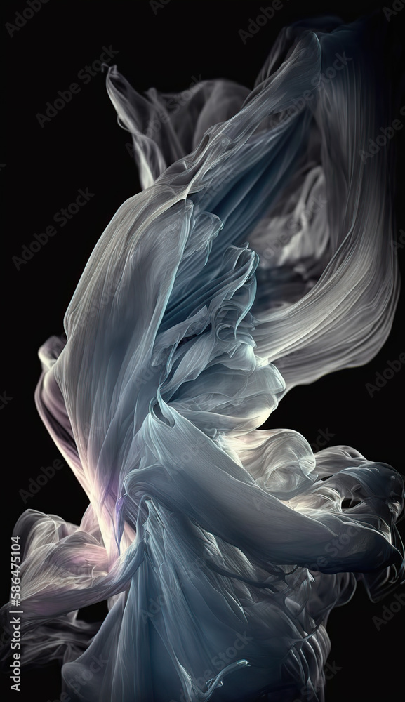 Abstract illustration, smoke, orange grey, white, yellow, wave, light, silk Black Background generative AI Abstract illustration, smoke, orange grey, white, yellow, wave, light, silk Black Background generative AI