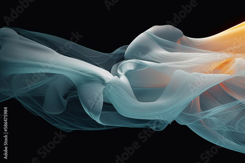 Abstract 3D Background illustration, beautiful color, dark background, blue and white liquid generative AI.