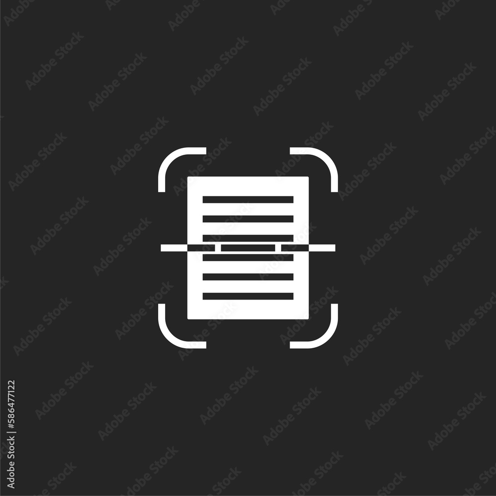 Simple illustration of investigator documents icon isolated on black background Simple illustration of investigator documents icon isolated on black background