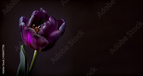 purple rose flower in black background generative ai