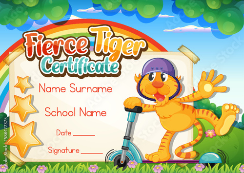Certificate for kids template with customizable design with playful fonts
