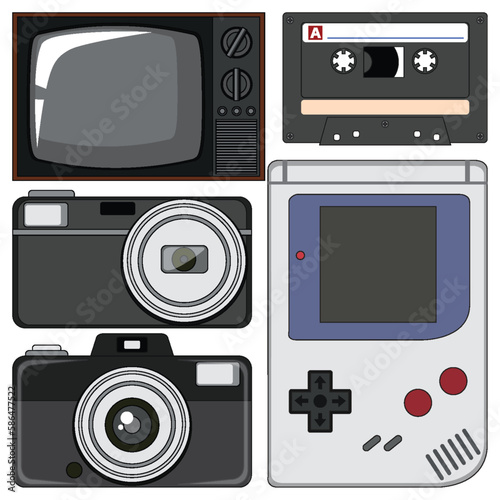 Set of retro object