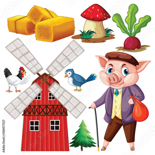 Farm Objects and Elements Vector Set