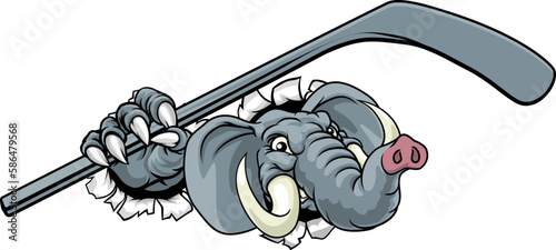 Canvas Print An eagle ice hockey player animal sports mascot holding a hockey stick