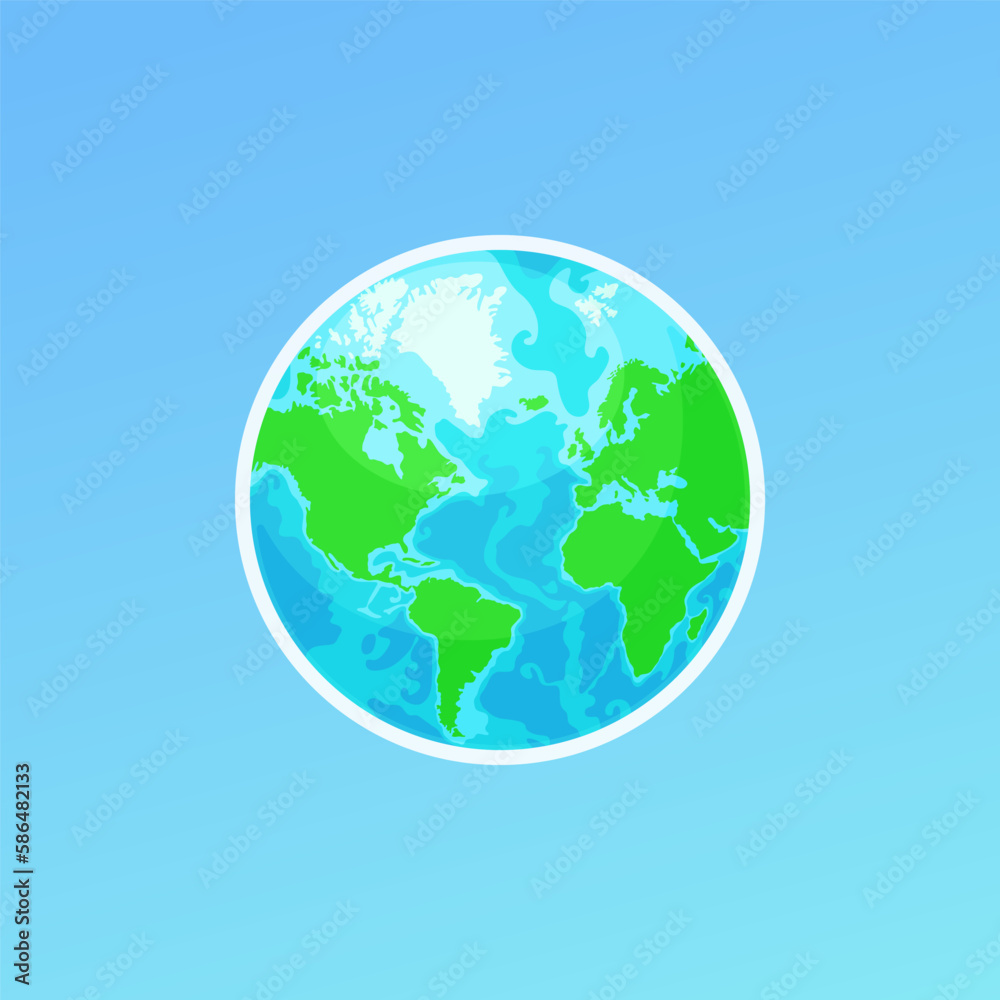 World globe planet Earth with continents and oceans. Flat vector illustration