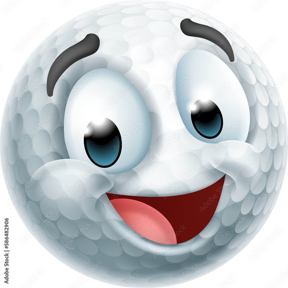 ภาพประกอบสต็อก Golf Ball Emoticon Face Emoji Cartoon Icon ภาพ | Adobe Stock