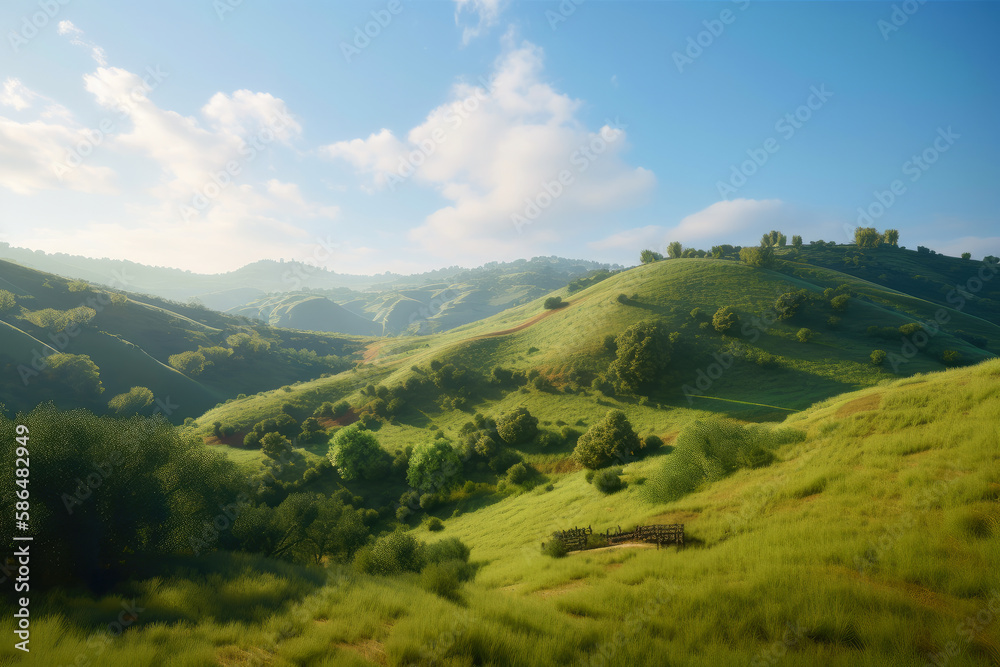 Italian toscana countryside, green hills,  peaceful landscape. Ai generative
