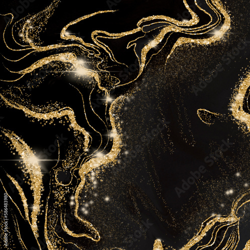 Black And Gold Agate Pattern Hand Drawn Illustration