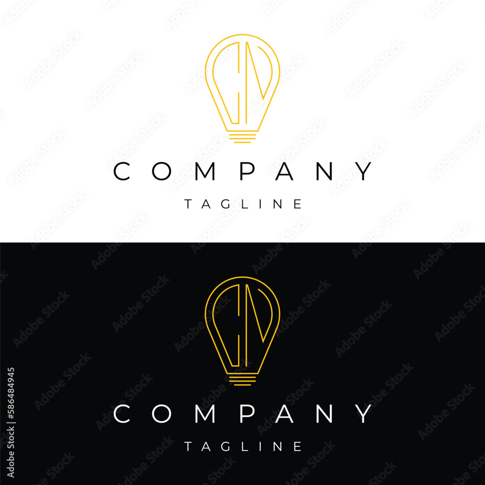 Letter CN initial lamp solution bulblight icon logo design vector template Letter CN initial lamp solution bulblight icon logo design vector template