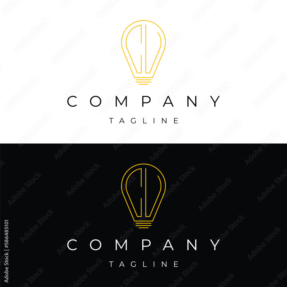 Letter CV initial lamp solution bulblight icon logo design vector template