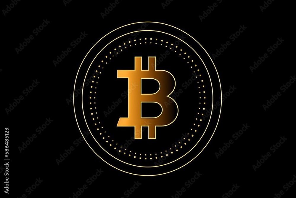 Logo on a dark background. Metal and gold bitcoin coin on black background, Generative AI. Logo on a dark background. Metal and gold bitcoin coin on black background, Generative AI.
