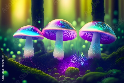  Enchanted Forest Fungi. Generative AI. 