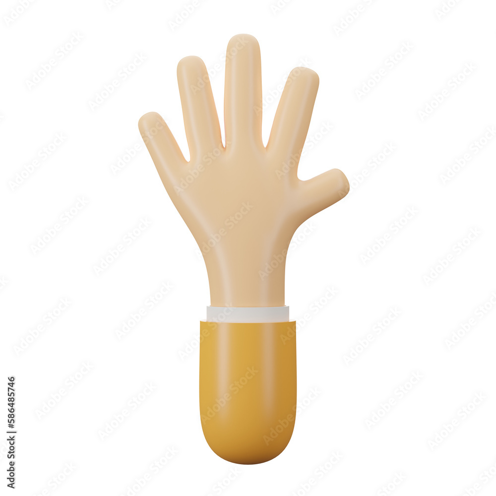 Obraz premium Hand gesture five fingers on the background transparent.