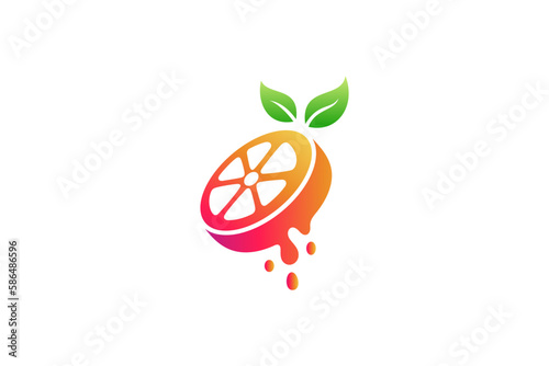 fresh orange fruit logo design template