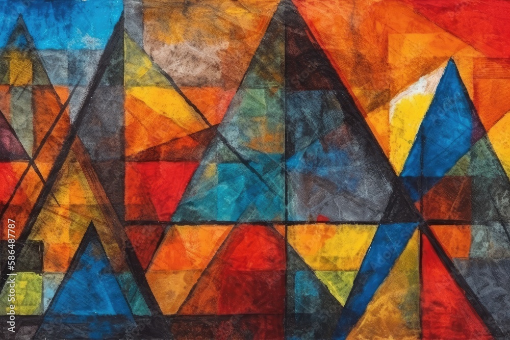 Fototapeta premium colorful abstract shapes painted on a wall. Generative AI