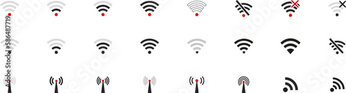 Wi fi signal icon. Wireless internet connection. Vector.