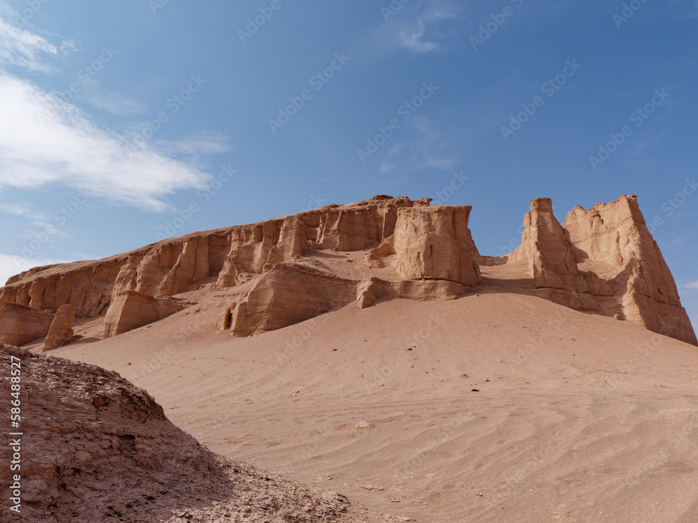 Low-angle view of the beautiful Lut desert and its formations known as Kaluts, Dasht-e Lut Desert, Iran Low-angle view of the beautiful Lut desert and its formations known as Kaluts, Dasht-e Lut Desert, Iran