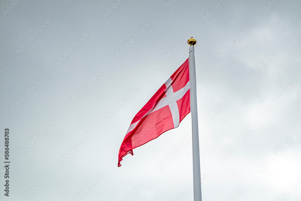 Flag of Denmark waving in the wind Flag of Denmark waving in the wind