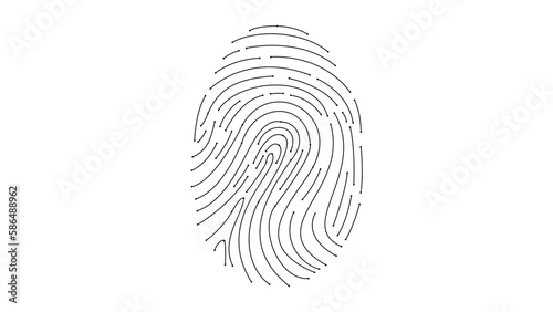Polygonal fingerprint vector illustration on a white background. Scanning biometric data low poly design. photo