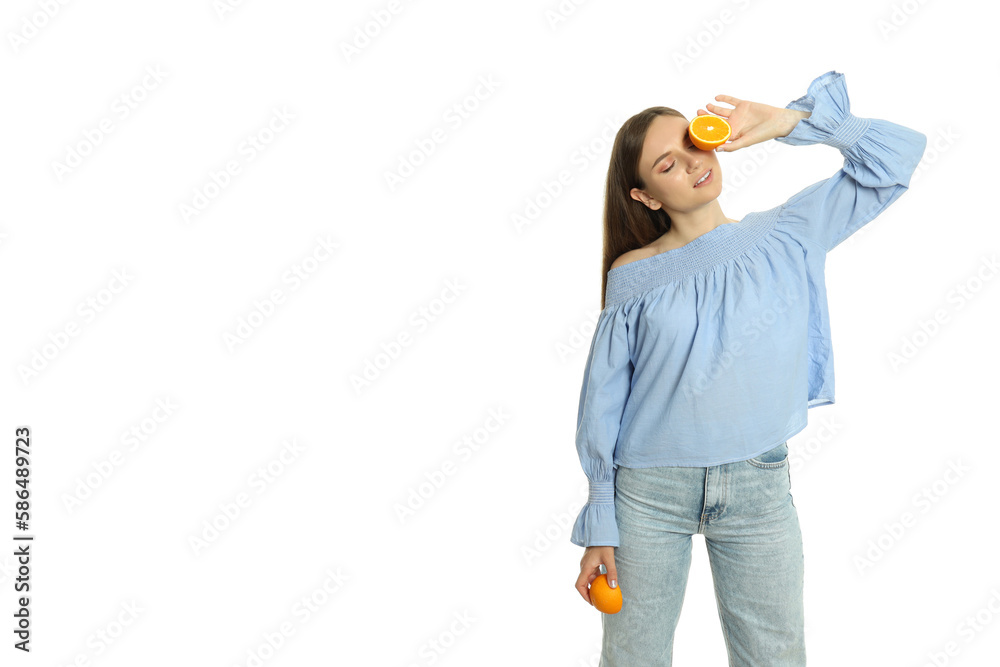 Concept of people, young woman isolated on white background Concept of people, young woman isolated on white background