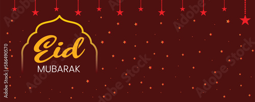 Eid mubarak islamic greeting banner background islamic template design