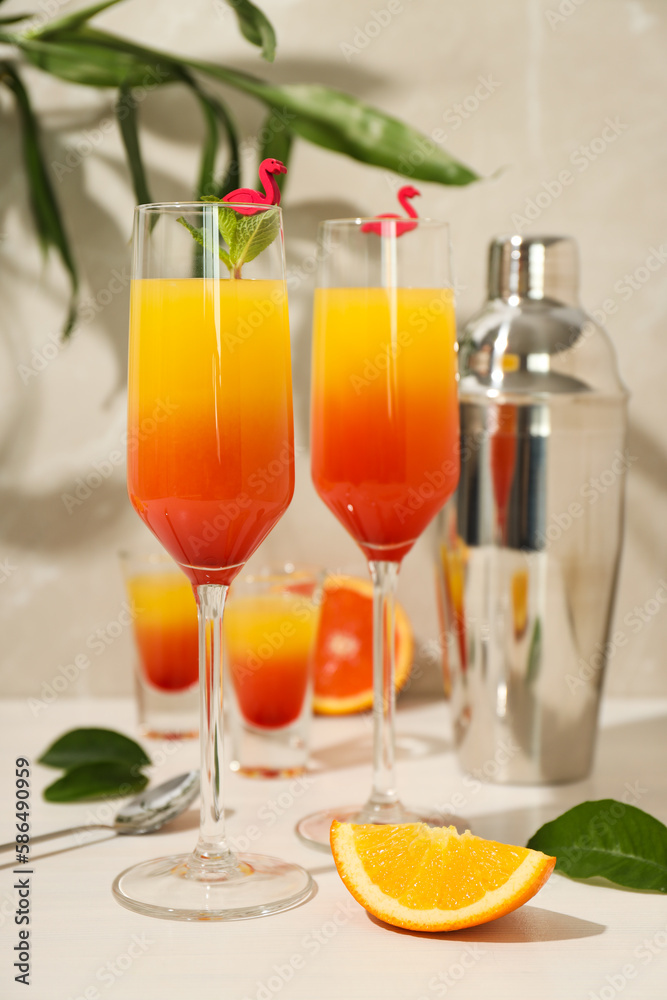 Orange cocktail, concept of fresh delicious summer citrus cocktail