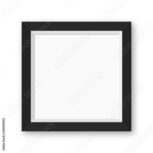 Photo frame with black borders. Wooden photo frame with blank space for motivational text, quote, picture and poster