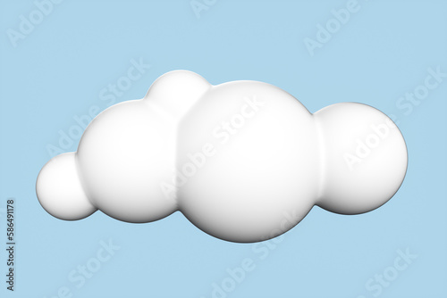 White 3d cloud set isolated on a blue background. Render soft round cartoon fluffy cloud icon in the blue sky. 3d rendering illustration